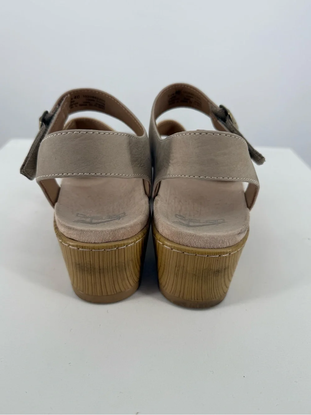 Dansko Beige and Gold Buckle Strap Sandals